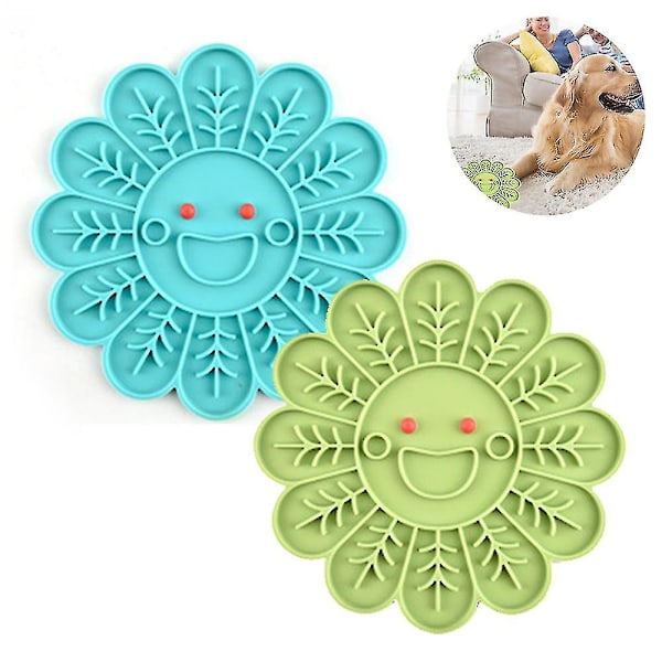2 stk. Hundeslikkepude, Langsom Foder slikkepude, Langsom Fodring og Distraktion af Hunde, Interaktiv slikkepude Blomsterformet Langsom Foder Skål