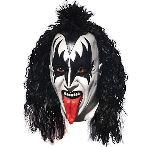 Halloween Kiss Band Lead Singer Simmons Mask Cosplay Props Party Headwear Fancy Dress Accessories Gift（A）