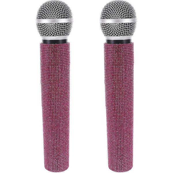 2-pak simulering mikrofon rekvisitter falsk mikrofon flash foregive mikrofon (24.00X5.00X5.00CM, pink)
