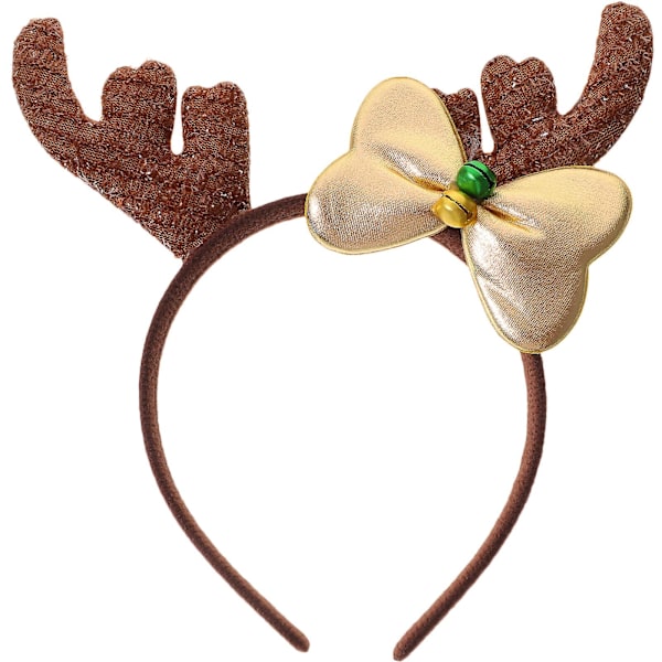 Sød gevirhovedbøjle Juleklokkehovedbøjle Julehovedbøjle til fester (20.00X19.50X2.50CM, som vist på billedet)
