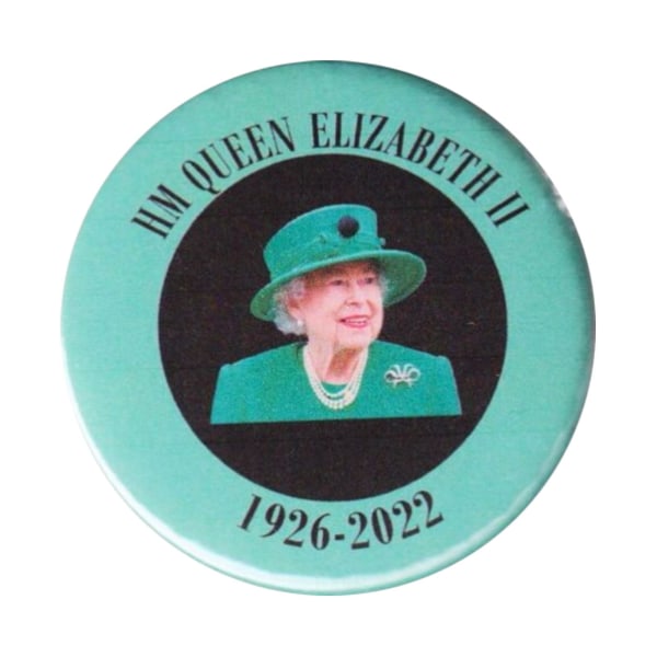 Dronning Elizabeth II-minnesmerke - lett å bruke nål for klær, vesker og vegger (grønn)