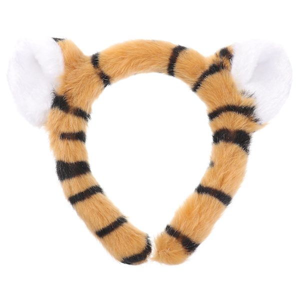 Tre-dimensionelt Tigerøre Pandebånd Halloween Festbold Kaffe Hår Tilbehør (M, Kaffe)