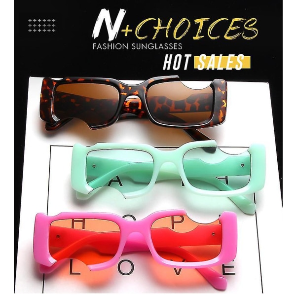 Hip-hop fyrkantiga solglasögon Kvinnor Män Off Notch Hole Design Vita Solglasögon Blå Dam Vintage Shados Glasögon UV-skydd Cc（Rosa Grå）