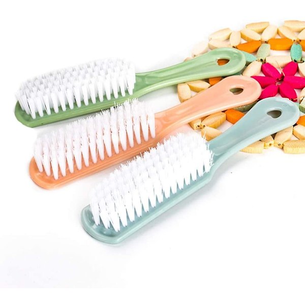 3 stk håndtaksgrep neglbørste fingernegl skrubbrengjøringsbørster (blå+rosa+grønn)