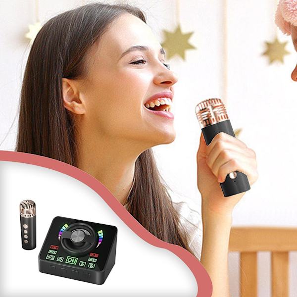 Karaoke-maskin Bärbar Bluetooth 5.3 Högtalarsystem Med 1 Trådlös Mikrofon Hemma Familjesång Karaoke（Svart）