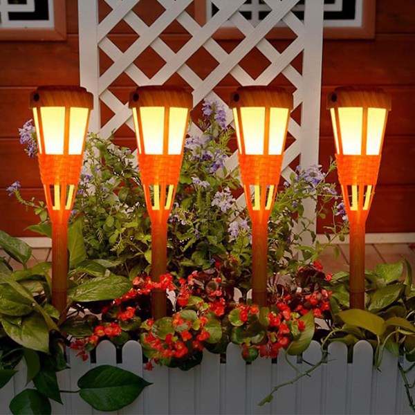 Flammlampa Gård Trädgård Dekorativ Lampa Utomhuslampa Regnfast Marklampa（Gul）