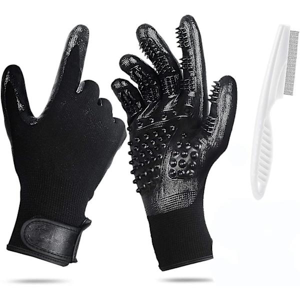 2-pack professionella skötselhandskar för hästar, hundar, katter, pälsvård och pälsbyte + 1