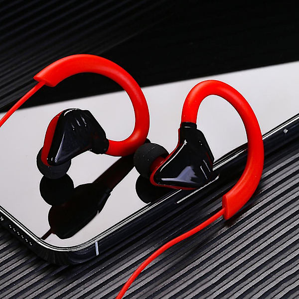 Sports Wired Earbuds Earphones Sweatproof In Ear Exercise Workout Gym Ear Buds（Rød）
