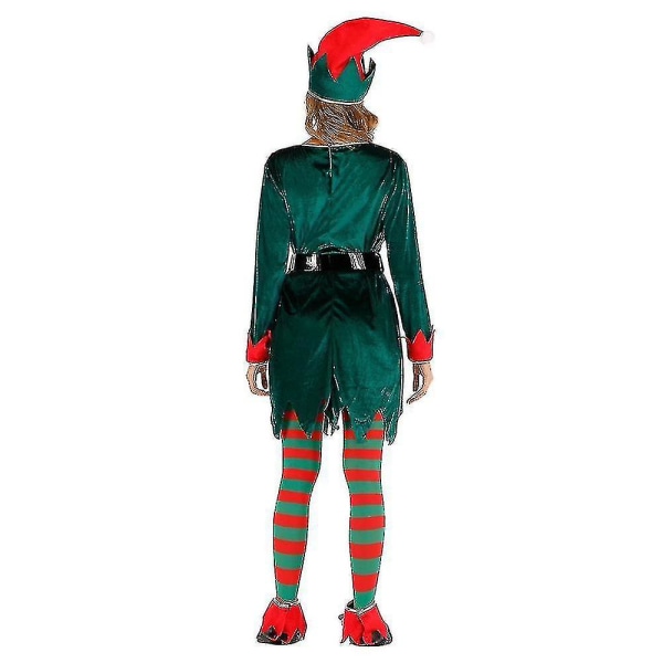 Deluxe Santa Claus Helper Cosplay Klänning för kvinnor Grön jultomtekostym för vuxen Xmas Workshop Nyårsdräkter（L,Män）