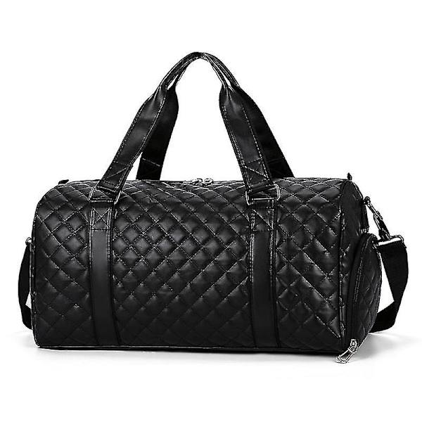 Herr enkel läder stor kapacitet fitness resväska（53x27x26cm，Rosa）