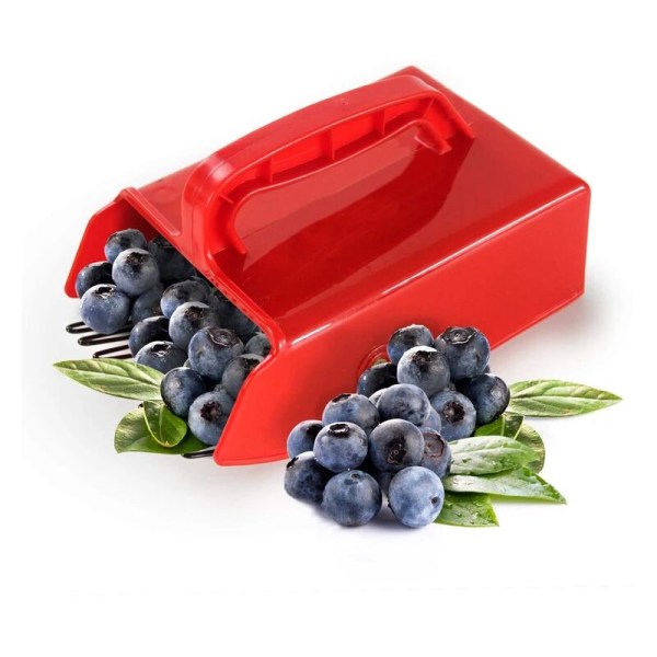 Bärplockare med metallkam, ergonomiskt handtag, blåbär, tranbär, blåbärsrök, sked, 1 st