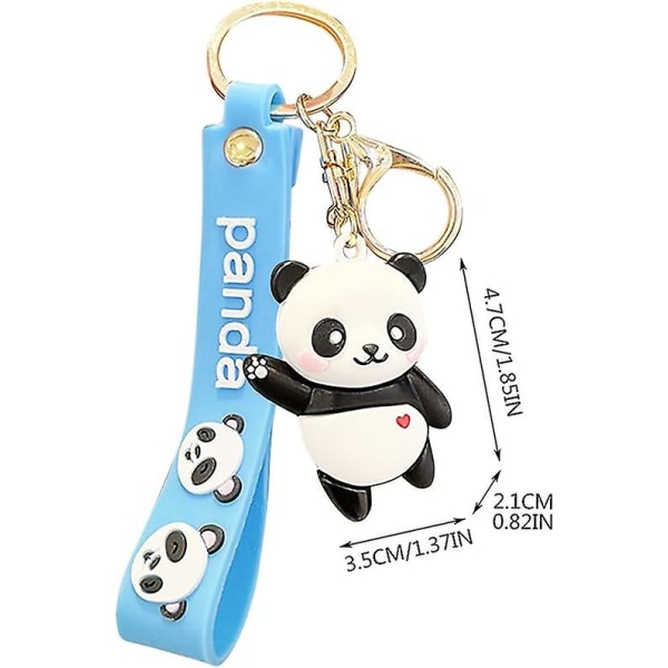 (pink+blå) Nøgleringstilbehør - Nøglebånd - Sød tegneserie vinkende pandanøgle - Nøglering til viftende dyr - Nøgleringstilbehør