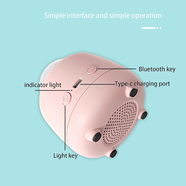 Rymdkapsel Bluetooth-högtalare söt husdjursläkande natt mini trådlös högtalare, hög volym bärbar lämplig för skrivbord/bil (rosa)