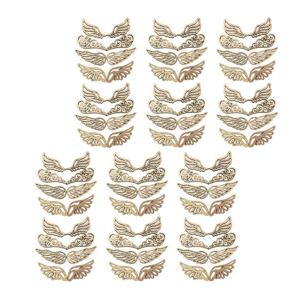 80 kpl enkelin siipiä puulastuja söpöjä ei-huokoisia puulastuja luovia tee-se-itse askartelutarvikkeita (6x2,5 cm, kuten kuvassa)