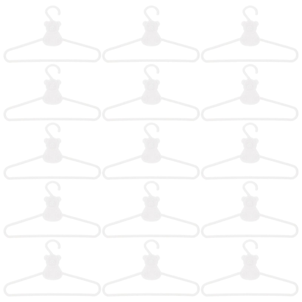 20-pack dockkläder galgar mikro kläder galgar mini dockhus kläder galgar dockhus tillbehör (9.2X5.3cm, vit)