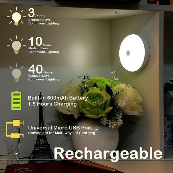 Genopladelig touch-natlampe