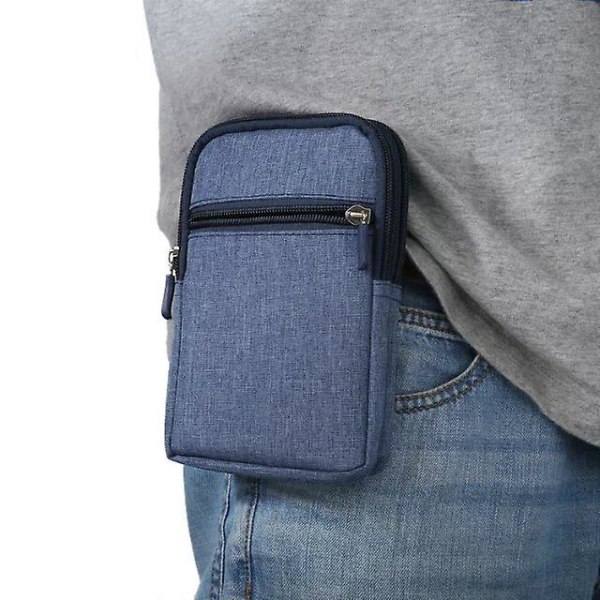 Blue Belt Clip Pouch Case Universal, 6.3 Inch Denim Casual Bag Hiking Shell Bag Belt Clip Pouch Pouch With Multiple Buckle Pouch