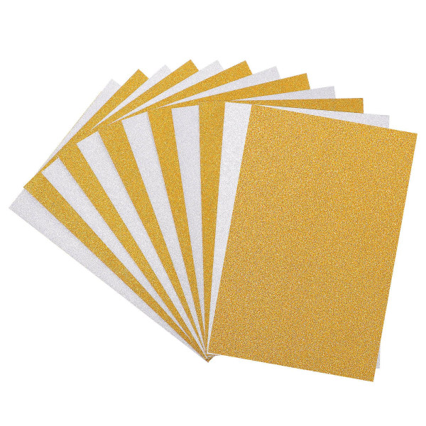 Ultnice 10-delers Glitter Cardstock Glitter Paper for DIY-prosjekter, gaveesker, innpakning og scrapbooking (gull og sølv som vist)