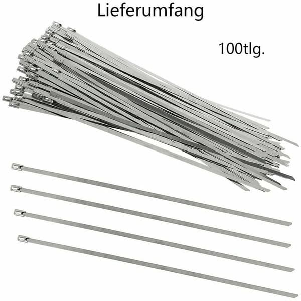 100x rostfria kabelbindare metallkabelbindare kabelbindarsats 30cm