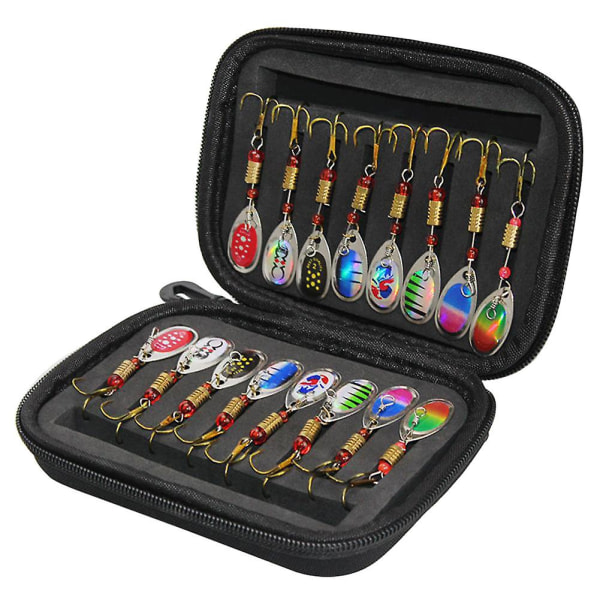 16 st Spinners Baits Sked Set Med Fiske Väska Öring Bas Lax Gädda Walleye Fiske Utrustning Access