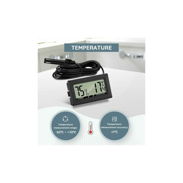 3-delad digital termometer med extern sond hygrometer för skrivbordsreptilinkubator