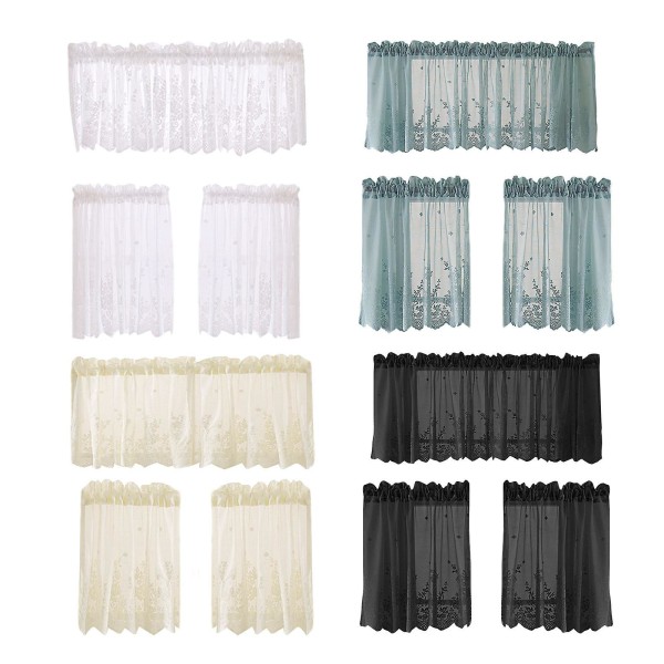 Gardiner Valance Blonder Translucent Moderne Til Hjem Køkken 1PC Solskærm（A8，Sort）