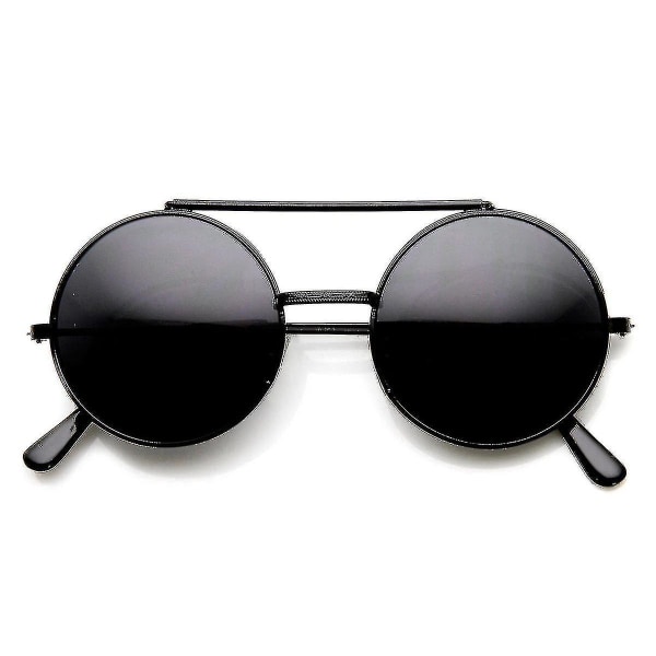 Limited Edition Color Flip-up Lens Round Circle Django Solbriller_dxm（Black Smoke）