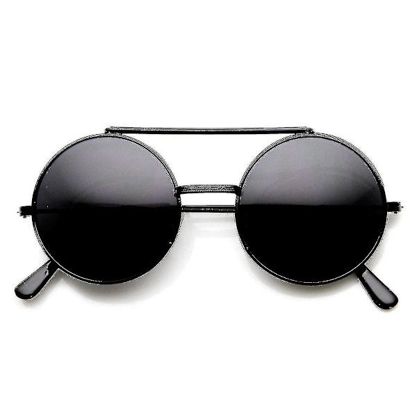 Limited Edition Color Flip-up Lens Round Circle Django Solglasögon_dxm（Black Smoke）