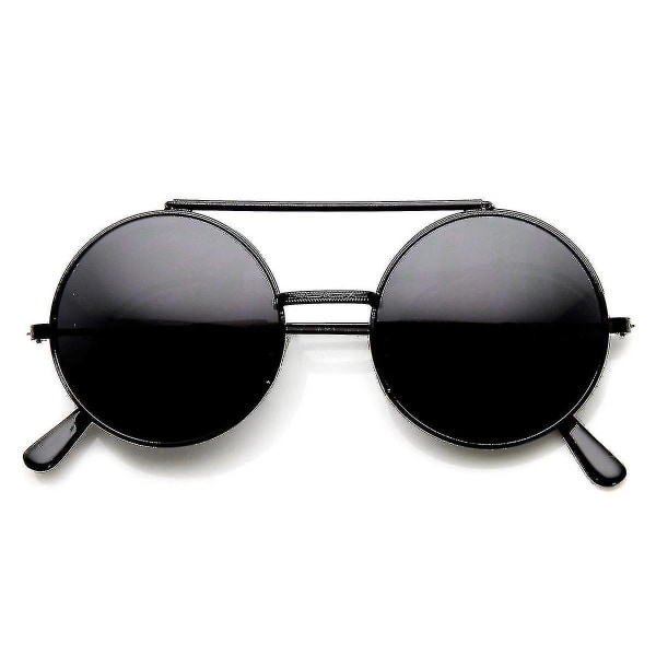 Limited Edition Color Flip-up Lens Round Circle Django Sunglasses_dxm（Black Smoke）
