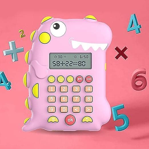 Barnekalkulator, Rosa Dinosaur Shape Kalkulator, Matematikkspill Smart Learning Kalkulator, Kontorkalkulator