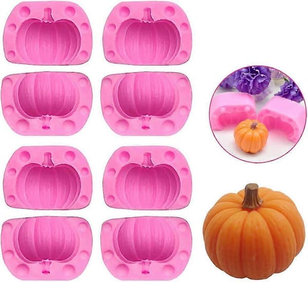 4 par 3D pumpa kakformar, mini pumpa silikonformar Halloween geléformar