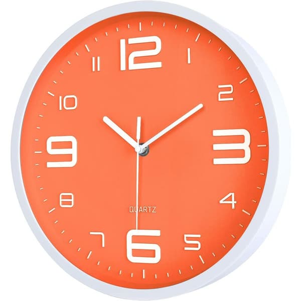 Orange väggklocka Mute Modern väggklocka Stor 3D siffror Barn Flickor Sovrum Kök Badrum Vardagsrum 30cm