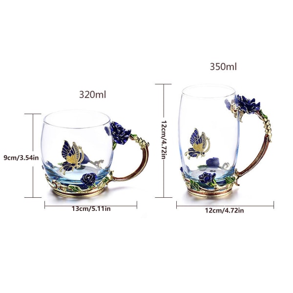 Blomsterglass tekoppgaver til kvinner Kaffekrus Morsdagsjubileumsgaver til mor Kvinners morsdag ,50 % tilbud（330 ml，blå）