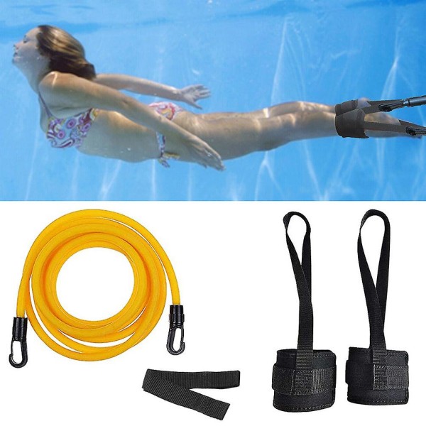 2023 Nyt svømmemodstandsbælte med fodspænder og elastisk reb til træning, gul