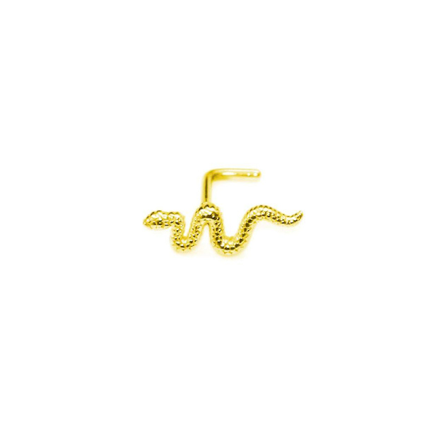 1 st rostfritt stål orm L-formad näsa naglar mode smycken ny 2021（1.0*8mm，Guld）