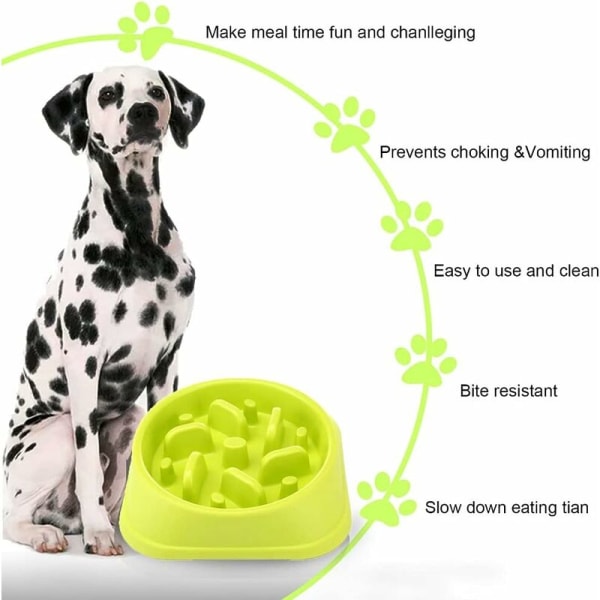 Långsam utfodring hundskål långsam utfodring halkfri design rolig interaktiv utfodring hundar grön