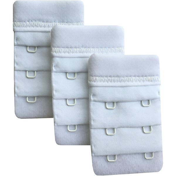 White Women's 3 Pack Soft Comfortable Bra Extenders 2 Hooks, 6.1cm X 3.8cm