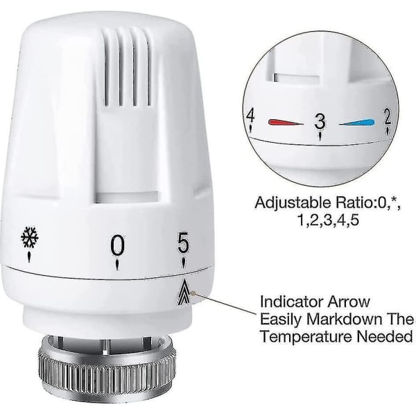 4x termostatisk hoderadiatorkontroller termostatisk hodevarmeventil M30 X 1,5（4PCS）