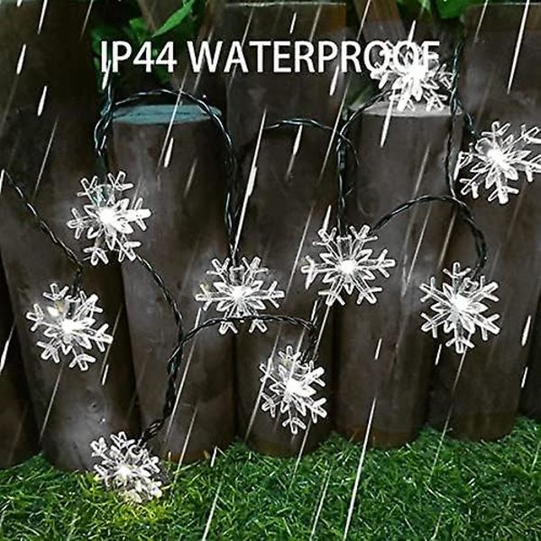 100 LED solardrivna julsnöflingelampor utomhus, 39 fot solcellslampor snöflinga ljusslinga vattentät för julgran, semester, bröllopsfest, uteplats