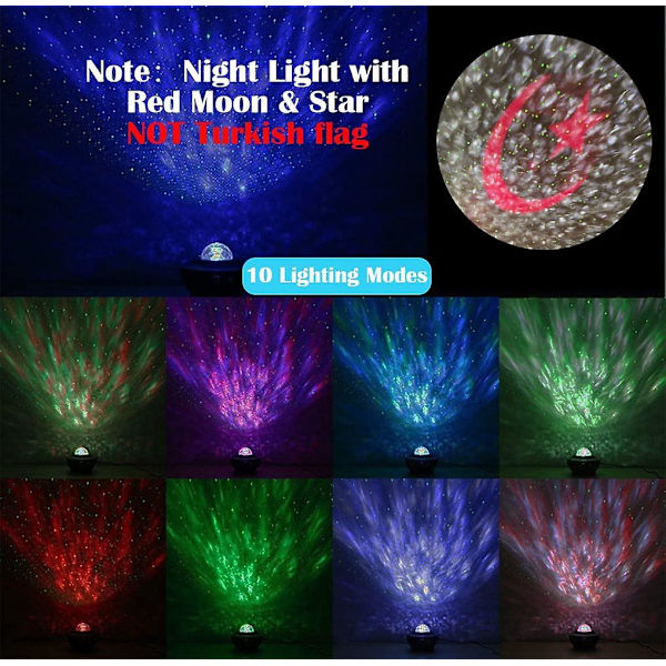 Led-projektorlys Ocean Wave natprojektor med Bluetooth-musikhøjttaler