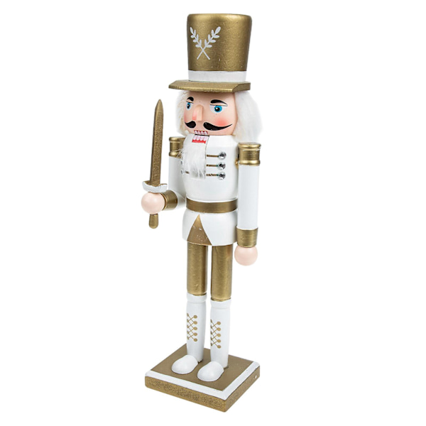 Træ Nøddeknækker Figur Træ Nøddeknækker Jul Bord Dekoration Have Dekoration (31X7.6 cm, Guld)