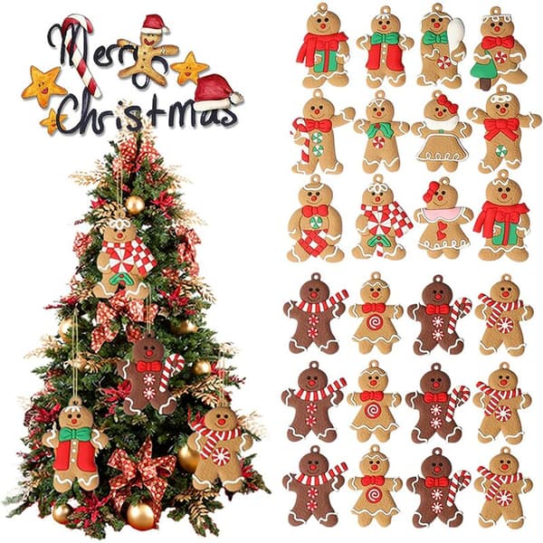 12 st traditionella pepparkaksgubbe julgransprydnader (pepparkaksgubbe D)