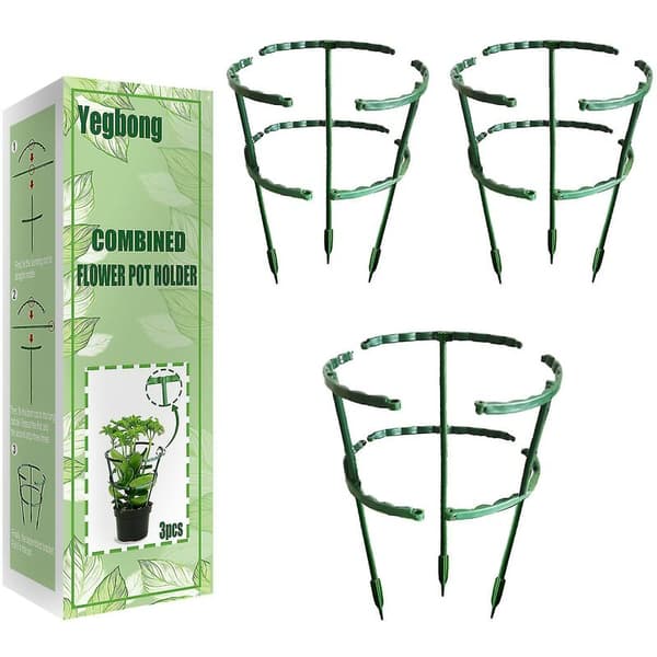 3-pack halvcirkelformade blomkrukor för växtstöd