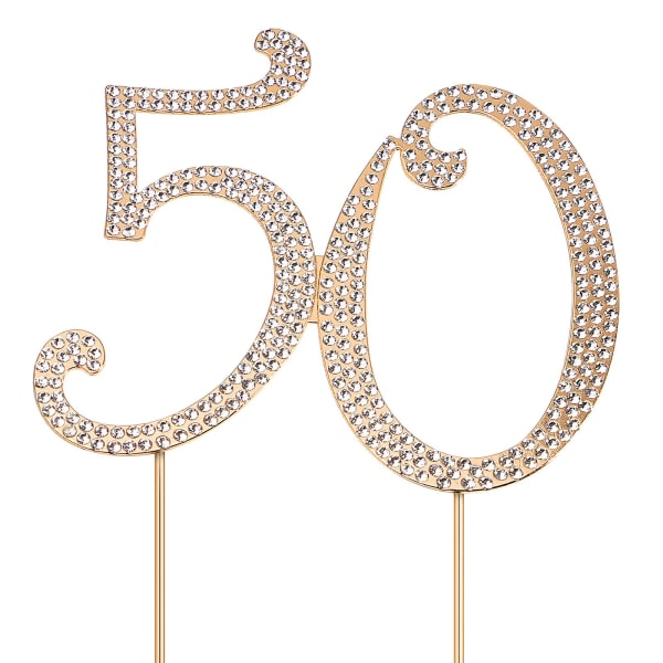 Stobok 50 Kagepynt Glitrende Rhinestones 50-års Fødselsdagsfest Kagepynt 50-års Fødselsdag Jubilæumsfest (Som vist på billedet)