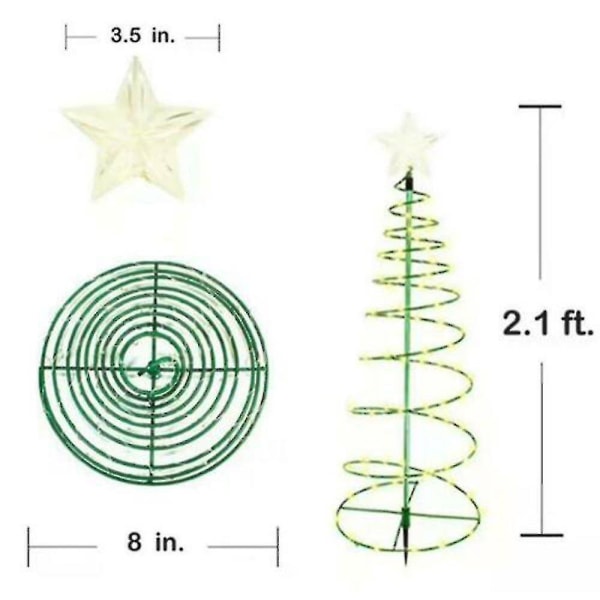 Solcellsladdad LED-spiral julgransljus Hemträdgårdsfestlig dekor (varmt ljus)