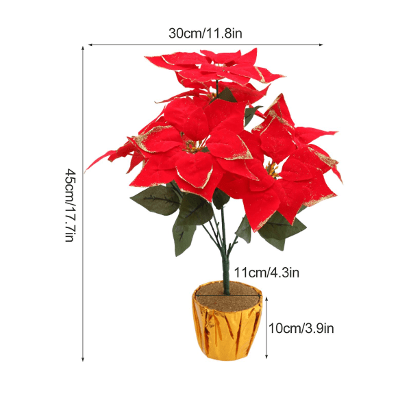 Dekorationer Konstgjorda Krukväxter Julstjärna Plastprydnader 7 Huvuden Falsk Blomma