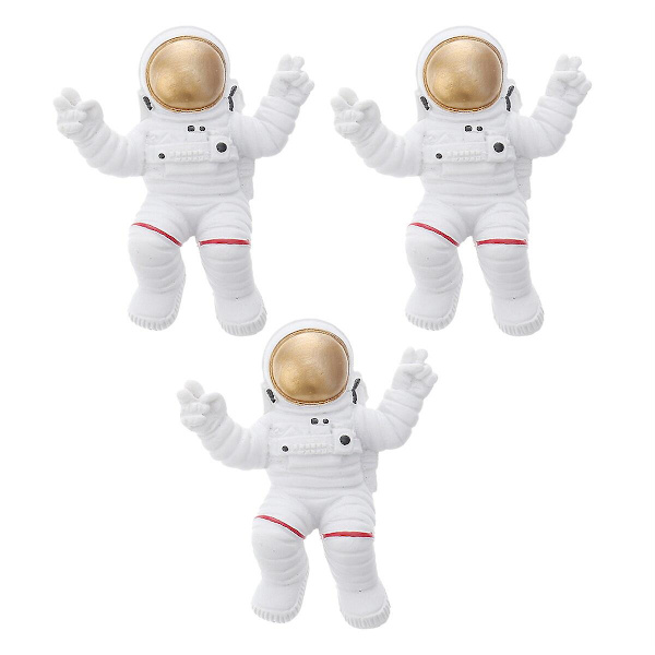 3-pack kylskåpsmagneter, astronautköksklistermärken, kontorsklistermärken, dekorativa klistermärken (7X5.5X2CM, slumpmässiga färger)