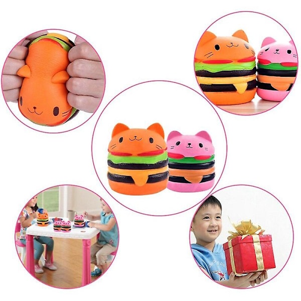 Cartoon Cat Hamburger Scented Slow Rising Squeeze Toys Exquisite Kid Grownups Soft Decompression Fun Toys Relax 10*8 Cm