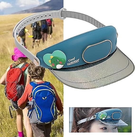 Ventilator Kølehat Ventilator Hat Solhat Udendørs Snapback Hat Justerbar Sommerhat Solbeskyttelse Solenergi Hat(cyan)