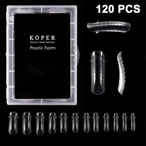 120 stk Nail Extension Gel Dual Forms Clear Full Cover Dual Forms Nail Art Kits & tilbehør